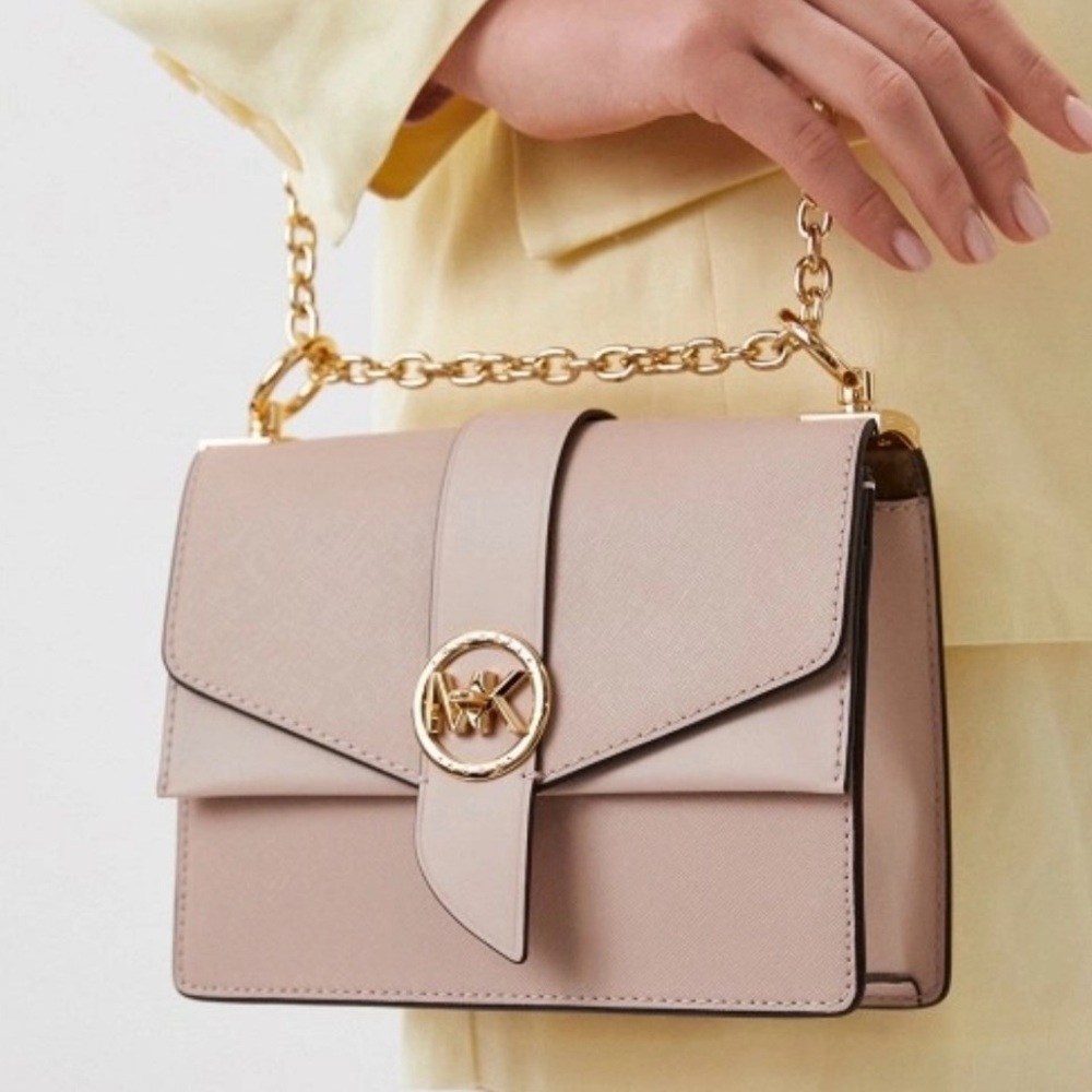 MICHAEL Michael Kors Greenwich Small Leather Convertible Crossbody Bag In Pink 💗